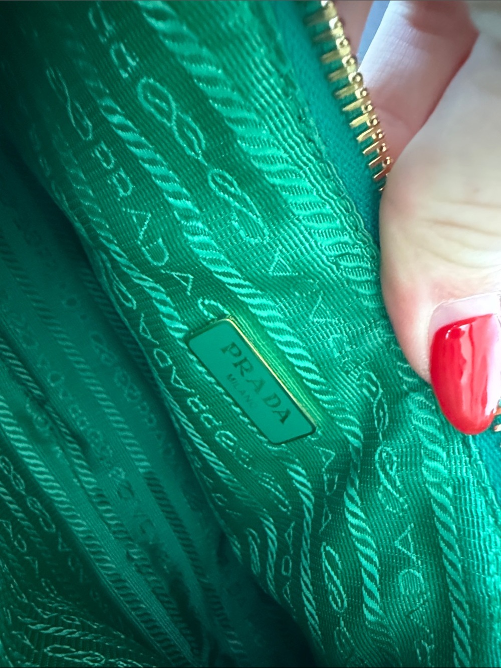 Prada Emerald Saffiano Leather Shoulder Bag with Gold-Tone Logo - Picture 2 of 5
